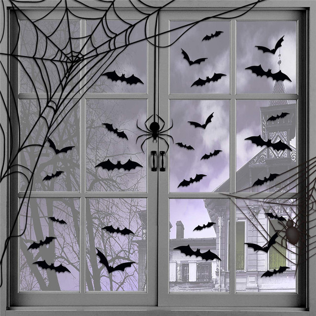 Zestaw 24 sztuk Halloween Dekoracje 3D Czarne PVC Bat, Duże Rozmiary, DIY, Straszne Decos, Idealne do Dekoracji Barów i Pokoi na Imprezy Halloween - Wianko - 6