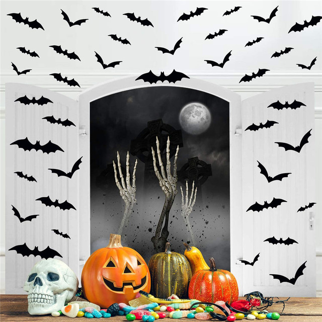 Zestaw 24 sztuk Halloween Dekoracje 3D Czarne PVC Bat, Duże Rozmiary, DIY, Straszne Decos, Idealne do Dekoracji Barów i Pokoi na Imprezy Halloween - Wianko - 4