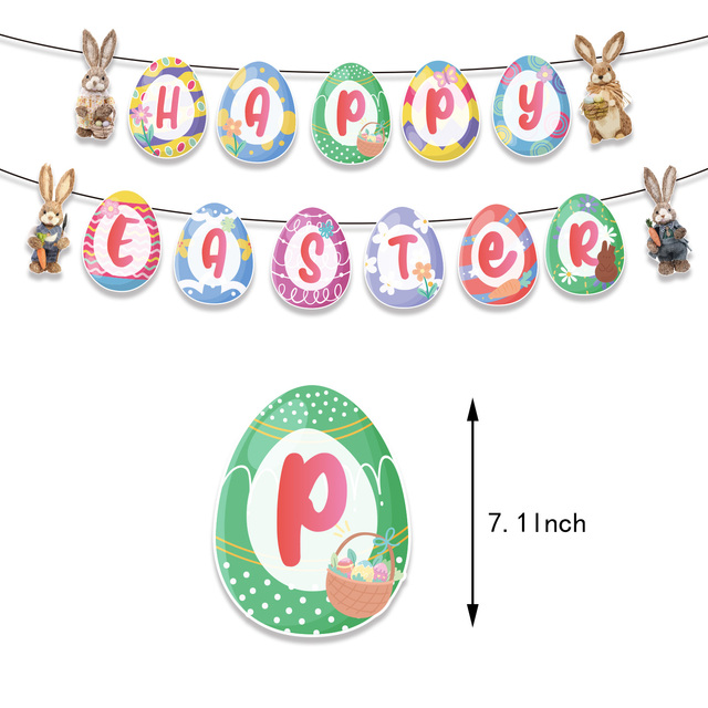 Pisanka papierowy baner zajączek, spirale i lateksowe balony - śmieszne dekoracje na wielkanocną imprezę tematyczną - Wianko - 2