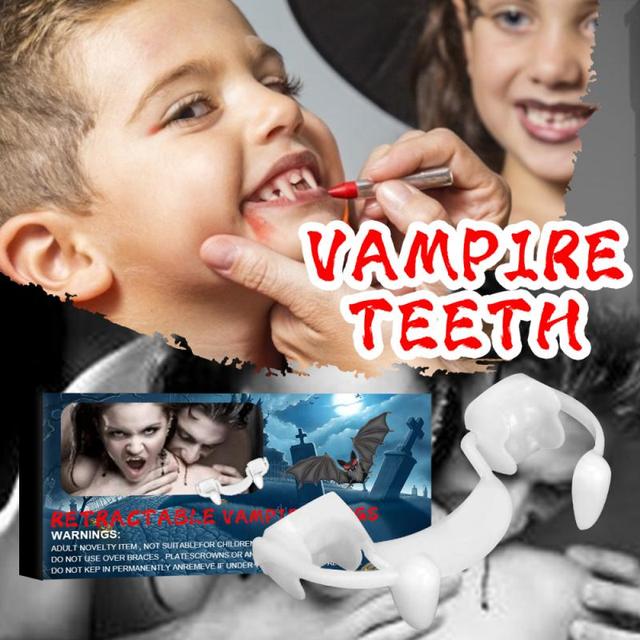 Wampirski zestaw fałszywych zębów - Draculowe klapy Halloween, idealne na imprezę dla dzieci i dorosłych - Wianko - 2
