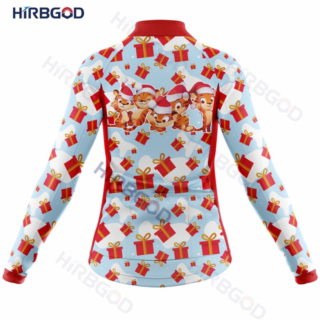 Damska koszulka rowerowa HIRBGOD 2022 z długim rękawem - personalizacja świąteczna, szybkie suche - Wianko - 26