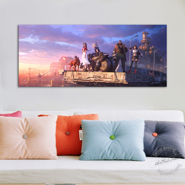 Final Fantasy 7 plakat bez ramki z postaciami Tifa, Chmura i Aeris - dekoracyjne obraz płócienny do domu, filmowy plakat na ścianę o tematyce animowanej - Wianko - 5
