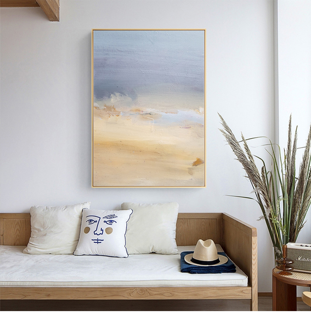 Obraz ścienny na płótnie - minimalistyczny, abstrakcyjny w niebiesko-szarym stylu Nordic z teksturami - do dekoracji wnętrz Living Room - Wianko - 5