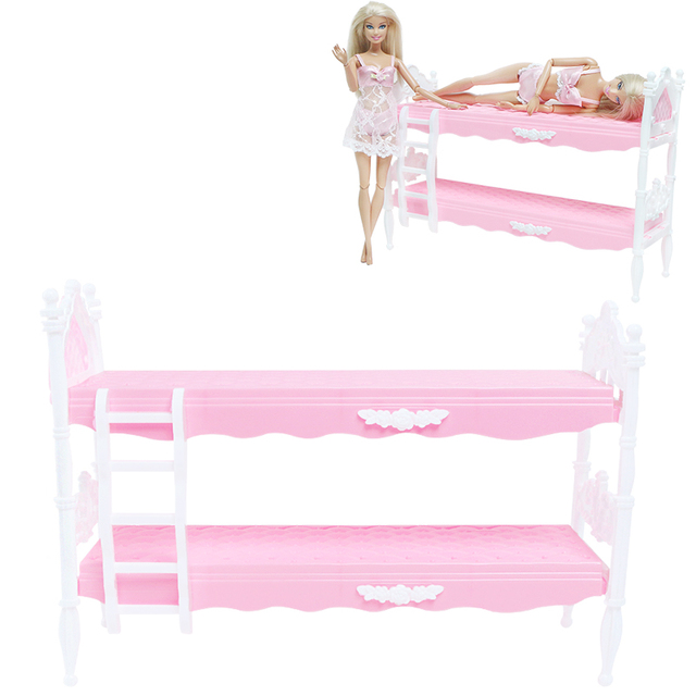 Zestaw domek dla lalek - różowe łóżko piętrowe, sypialnia księżniczki z podwójnym łóżkiem - meble i akcesoria dla lalek Barbie - idealny prezent dla dziewczynki - Wianko - 7