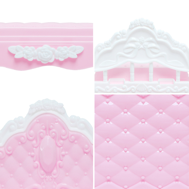 Zestaw domek dla lalek - różowe łóżko piętrowe, sypialnia księżniczki z podwójnym łóżkiem - meble i akcesoria dla lalek Barbie - idealny prezent dla dziewczynki - Wianko - 12