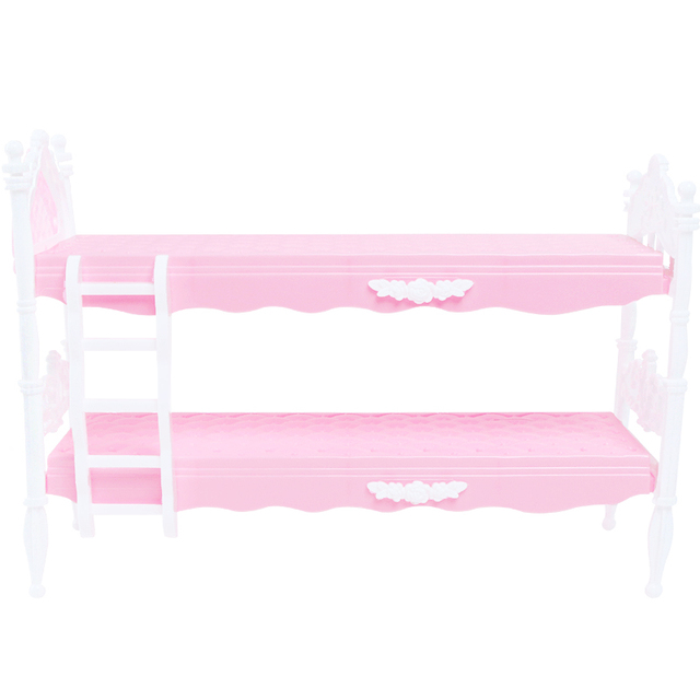 Zestaw domek dla lalek - różowe łóżko piętrowe, sypialnia księżniczki z podwójnym łóżkiem - meble i akcesoria dla lalek Barbie - idealny prezent dla dziewczynki - Wianko - 9