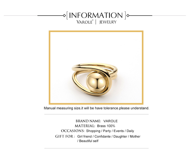 Pierścionki VAROLE New Arrival - luksusowe kulkowe dla kobiet - złoto, srebro, kolorowe - miedź - Wianko - 2