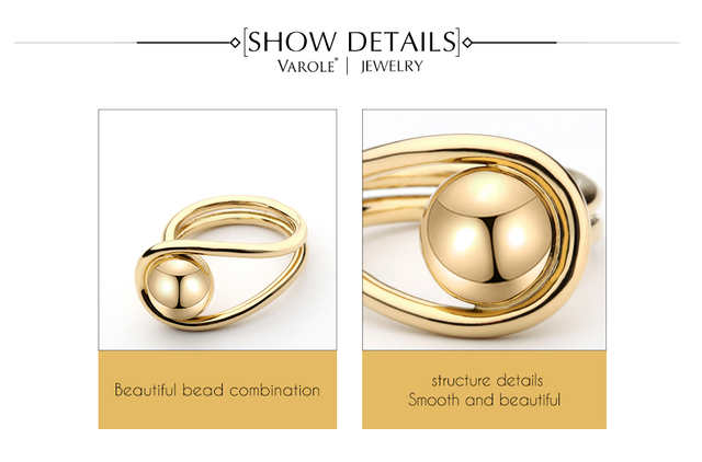 Pierścionki VAROLE New Arrival - luksusowe kulkowe dla kobiet - złoto, srebro, kolorowe - miedź - Wianko - 3