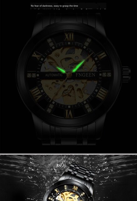 Zegarek męski FNGEEN automatyczny, wodoszczelny, modny, z widocznym mechanizmem, zastępuje zegarki zakochanych mężczyzn Relogio Masculino - Wianko - 16