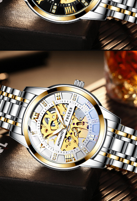 Zegarek męski FNGEEN automatyczny, wodoszczelny, modny, z widocznym mechanizmem, zastępuje zegarki zakochanych mężczyzn Relogio Masculino - Wianko - 30