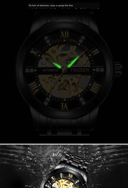Zegarek męski FNGEEN automatyczny, wodoszczelny, modny, z widocznym mechanizmem, zastępuje zegarki zakochanych mężczyzn Relogio Masculino - Wianko - 15