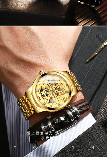 Zegarek męski FNGEEN automatyczny, wodoszczelny, modny, z widocznym mechanizmem, zastępuje zegarki zakochanych mężczyzn Relogio Masculino - Wianko - 22