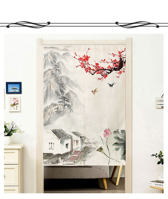 Noren Japońska zasłona drzwiowa z krajobrazem, środowiskowym panelem i partition ekranem do kuchni - Wianko - 4