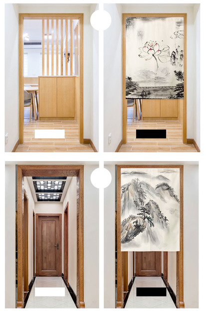 Noren Japońska zasłona drzwiowa z krajobrazem, środowiskowym panelem i partition ekranem do kuchni - Wianko - 9
