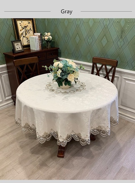 Luksusowy obrus europejskiej koronki żakardowej satynowy - okrągły - na stół - dla domu, wesele, bankiet, meble, pokrywa - Wianko - 11