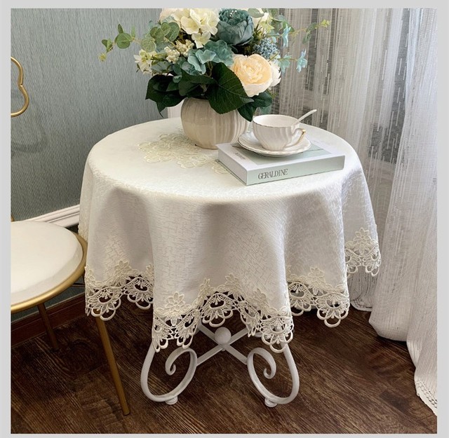 Luksusowy obrus europejskiej koronki żakardowej satynowy - okrągły - na stół - dla domu, wesele, bankiet, meble, pokrywa - Wianko - 10
