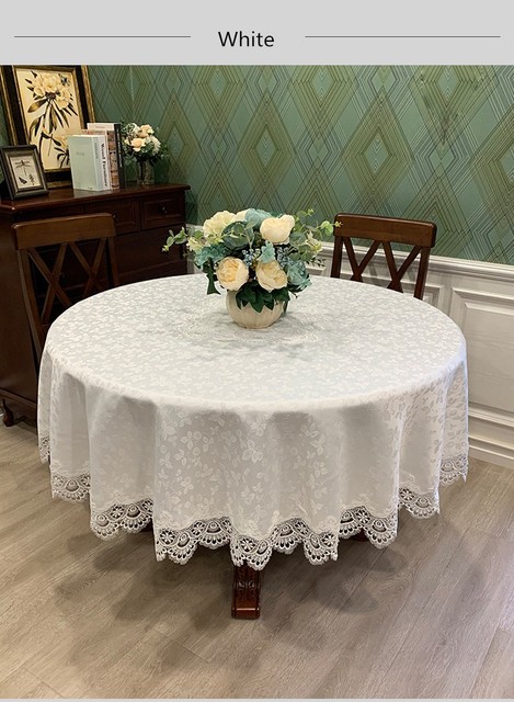 Luksusowy obrus europejskiej koronki żakardowej satynowy - okrągły - na stół - dla domu, wesele, bankiet, meble, pokrywa - Wianko - 13