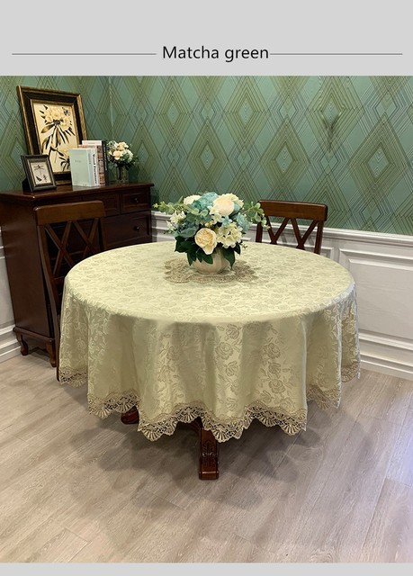 Luksusowy obrus europejskiej koronki żakardowej satynowy - okrągły - na stół - dla domu, wesele, bankiet, meble, pokrywa - Wianko - 16