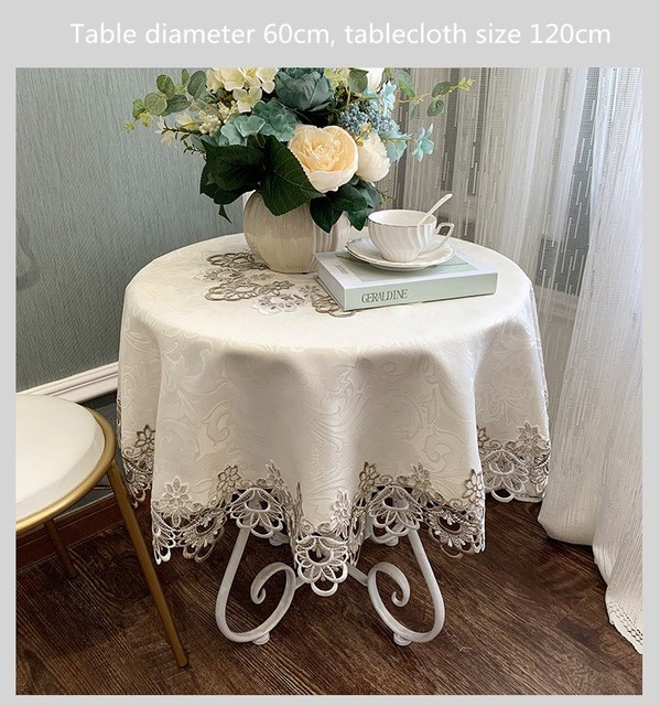 Luksusowy obrus europejskiej koronki żakardowej satynowy - okrągły - na stół - dla domu, wesele, bankiet, meble, pokrywa - Wianko - 8