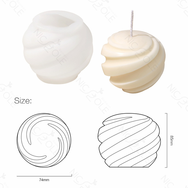 Silikonowa forma do dekoracji świec 3D Swirl Ball - Wianko - 2