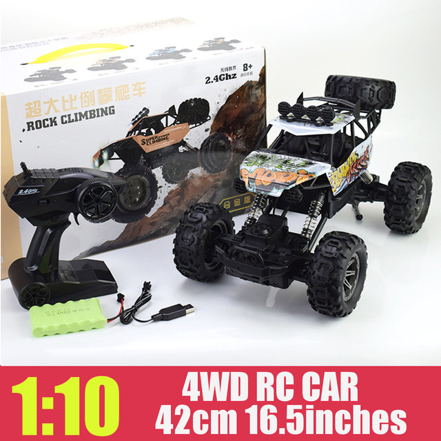 Samochód RC 1:10 z aktualizowanym 2.4G radiowym sterowaniem, 42cm, 4WD, off-road, ciężarówka zabawka dla chłopców, prezent dla dzieci - Wianko - 5