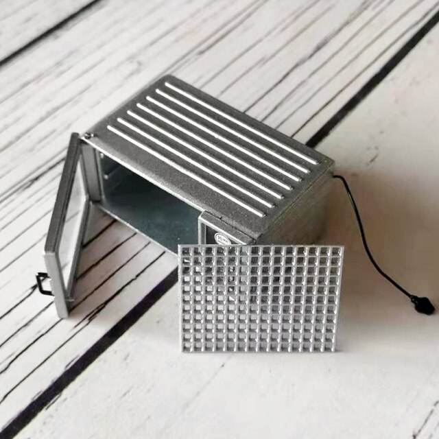 Metalowa miniaturowa kuchenka mikrofalowa 1:12 - Model mini, meble dekoracyjne i akcesoria kuchenne do domu dla lalek - Wianko - 5