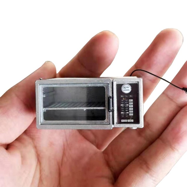 Metalowa miniaturowa kuchenka mikrofalowa 1:12 - Model mini, meble dekoracyjne i akcesoria kuchenne do domu dla lalek - Wianko - 10