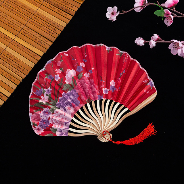 Ręcznie składany wachlarz jedwabny Chiński/Japoński styl Retro, dekoracyjny kobiecy wachlarz z bambusowym uchwytem - Wianko - 11