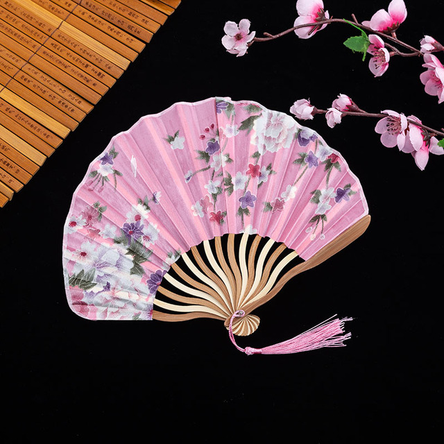 Ręcznie składany wachlarz jedwabny Chiński/Japoński styl Retro, dekoracyjny kobiecy wachlarz z bambusowym uchwytem - Wianko - 13