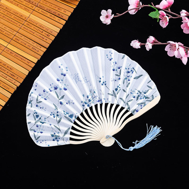Ręcznie składany wachlarz jedwabny Chiński/Japoński styl Retro, dekoracyjny kobiecy wachlarz z bambusowym uchwytem - Wianko - 6
