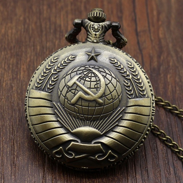Kieszonkowy zegarek radziecki sierp młot CCCP - brązowy wisiorek komunizm - Wianko - 3
