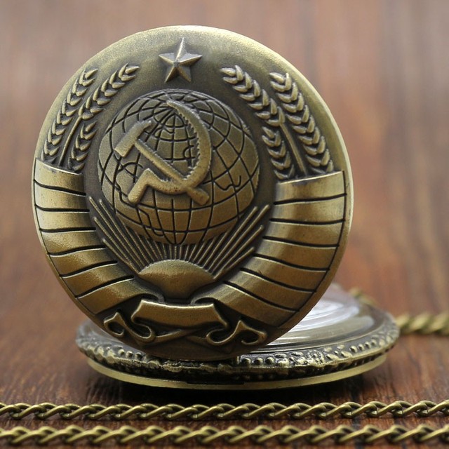 Kieszonkowy zegarek radziecki sierp młot CCCP - brązowy wisiorek komunizm - Wianko - 2