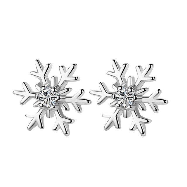 Kolczyki Snowflake z cyrkoniami i kryształkami - idealna biżuteria na urodziny, ślub lub Boże Narodzenie - Wianko - 2