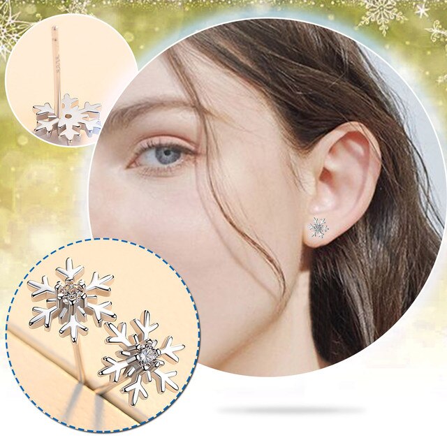 Kolczyki Snowflake z cyrkoniami i kryształkami - idealna biżuteria na urodziny, ślub lub Boże Narodzenie - Wianko - 1