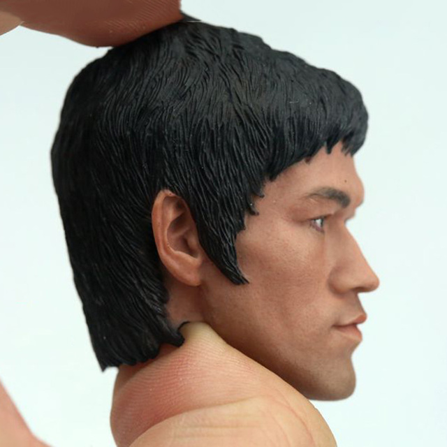 Figurka akcji Bruce Lee - rzeźba głowy w skali 1/6, wzór klasycznej spokojnej wersji sztuki walki Wing Chun, dla 12-calowego ciała zabawkowego - Wianko - 6