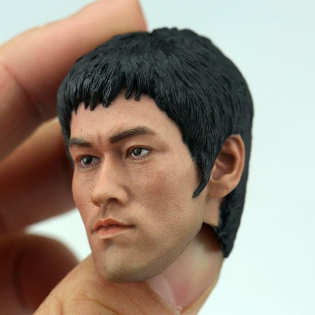 Figurka akcji Bruce Lee - rzeźba głowy w skali 1/6, wzór klasycznej spokojnej wersji sztuki walki Wing Chun, dla 12-calowego ciała zabawkowego - Wianko - 8
