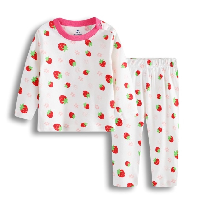 Zestawy piżam dla dziewczynki Strawberry Baby Girl - 100% bawełna - 0-2 lata - Wianko - 8