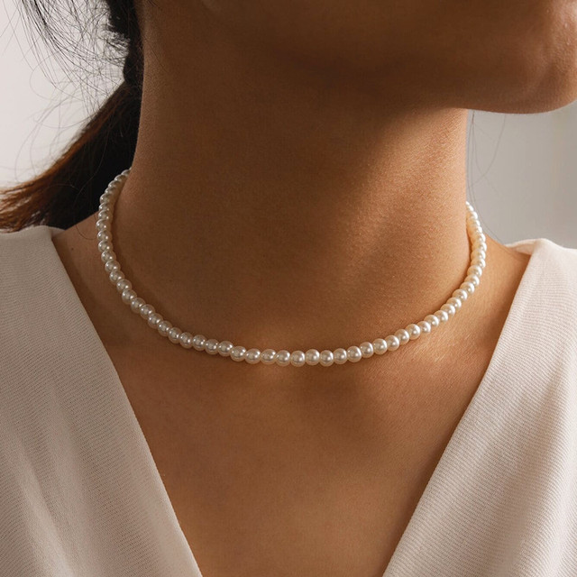 Naszyjnik Choker z imitacją białej perły - elegancki dodatek dla kobiet - Wianko - 89
