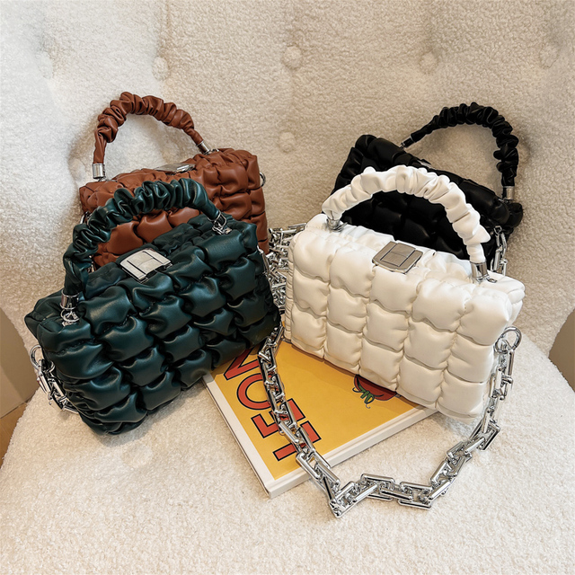 Nowa torebka na ramię z plisowanym wzorem i jednolitym kolorem – styl Casual, wysokiej jakości PU skóra - Wianko - 1