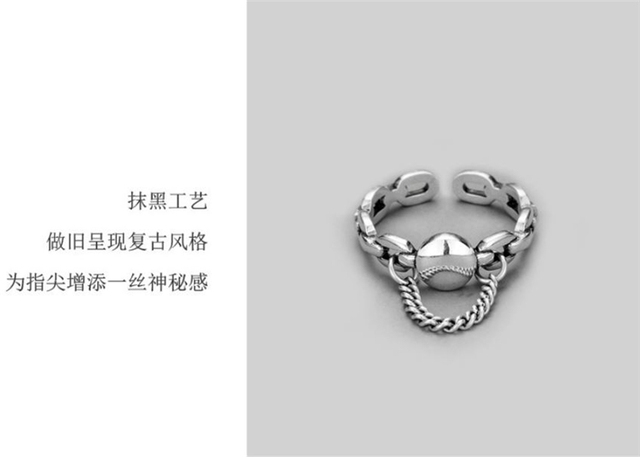 Pierścień otwarty, regulowany rozmiar, wykonany z 925 srebra Sterling, z tkaniem w falę, unikalnym osobowościowym stylem mody (SR076) - Wianko - 15