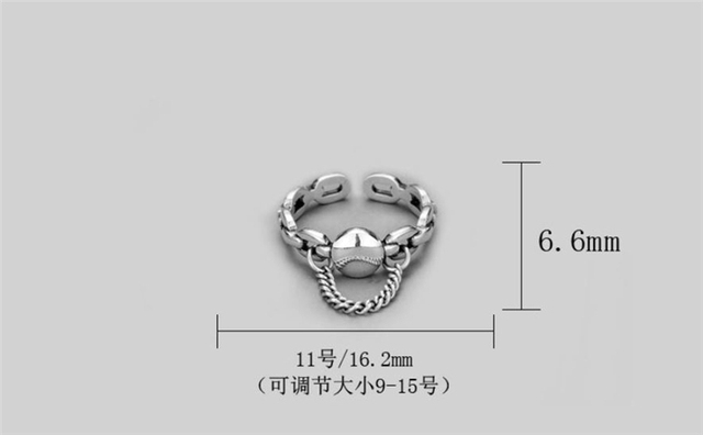 Pierścień otwarty, regulowany rozmiar, wykonany z 925 srebra Sterling, z tkaniem w falę, unikalnym osobowościowym stylem mody (SR076) - Wianko - 12