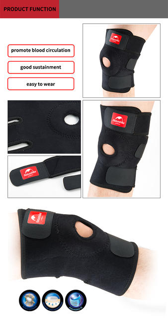 Regulowane elastyczne wsparcie kolana NatureHike Brace Kneepad z ochraniaczem na rzepkę i paskiem zabezpieczającym do biegania - Wianko - 4