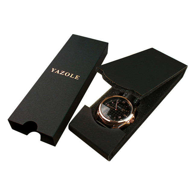 Nowe czarne składane pudełko na zegarki - długi, klasyczny, prosty - Wianko - 4