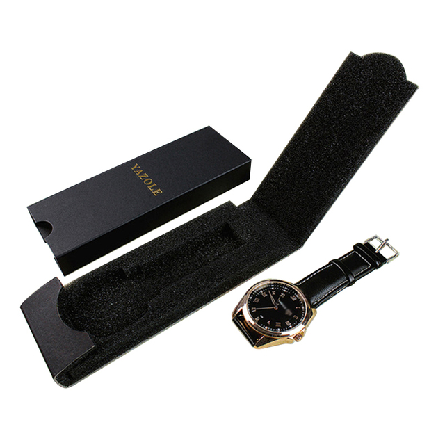Nowe czarne składane pudełko na zegarki - długi, klasyczny, prosty - Wianko - 8