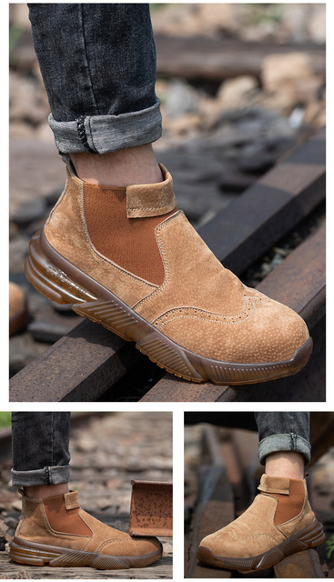 Męskie buty robocze antyprzebiciowe ochronne Chelsea Boots Work - Wianko - 19