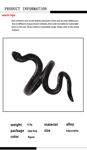 Pierścień węża gotycki w stylu punk dla kobiet i mężczyzn - Wianko - 9