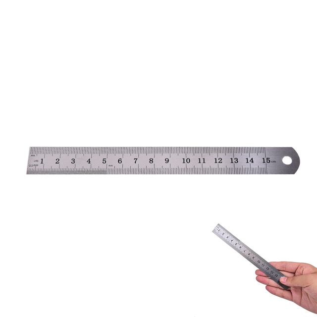15cm Metalowa linijka dwustronna z podziałką metryczną - precyzyjne narzędzie pomiarowe - Wianko - 3