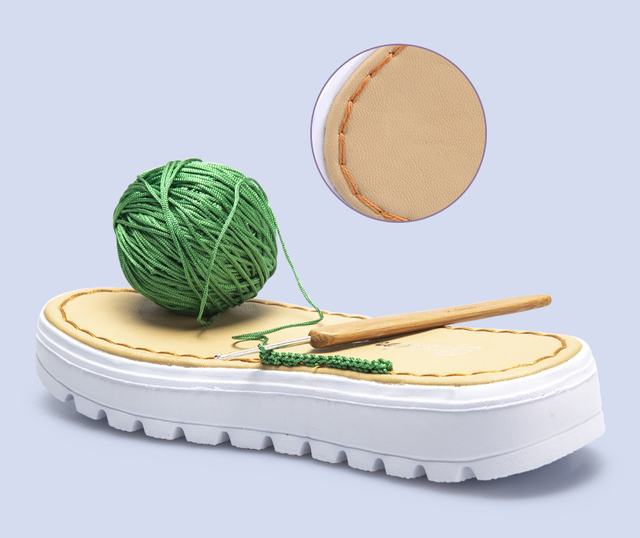 Wkładki do butów 2021 DIY z gumową podeszwą EVA i szydełkowymi igłami - materiały dziewiarskie do kapci - Wianko - 9