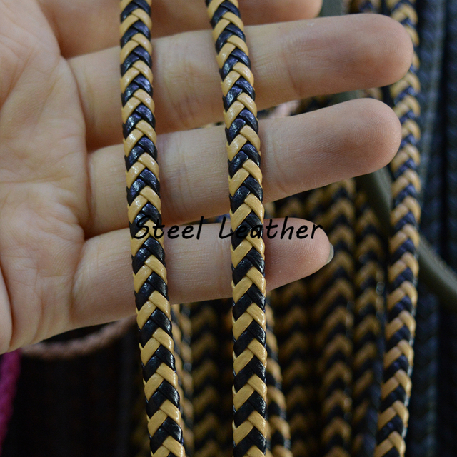 Partia 5 m żółtych i czarnych płaskich plecionych super włókien skórzanych sznurów o wymiarach około 6x4 mm - idealne do biżuterii DIY i rękodzieła - Wianko - 4