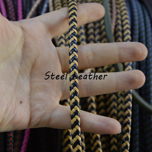 Partia 5 m żółtych i czarnych płaskich plecionych super włókien skórzanych sznurów o wymiarach około 6x4 mm - idealne do biżuterii DIY i rękodzieła - Wianko - 5